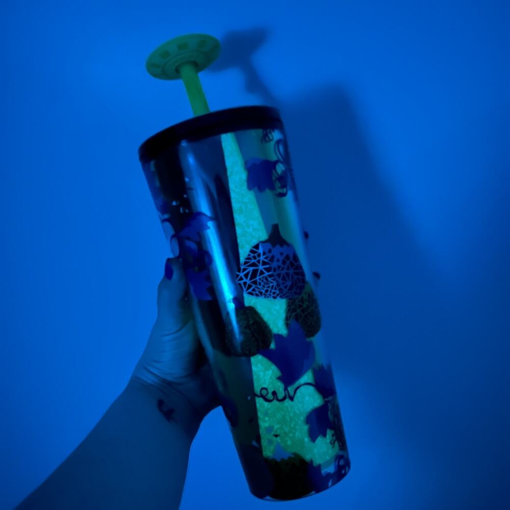 Starbucks Fall Halloween Pumpkins Glow in the Dark UFO Topper Tumbler 2024 Venti